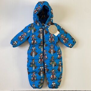 Stella McCartney Baby Snowsuit Size 12 Months NWT New Motor Doggies Blue Bunting